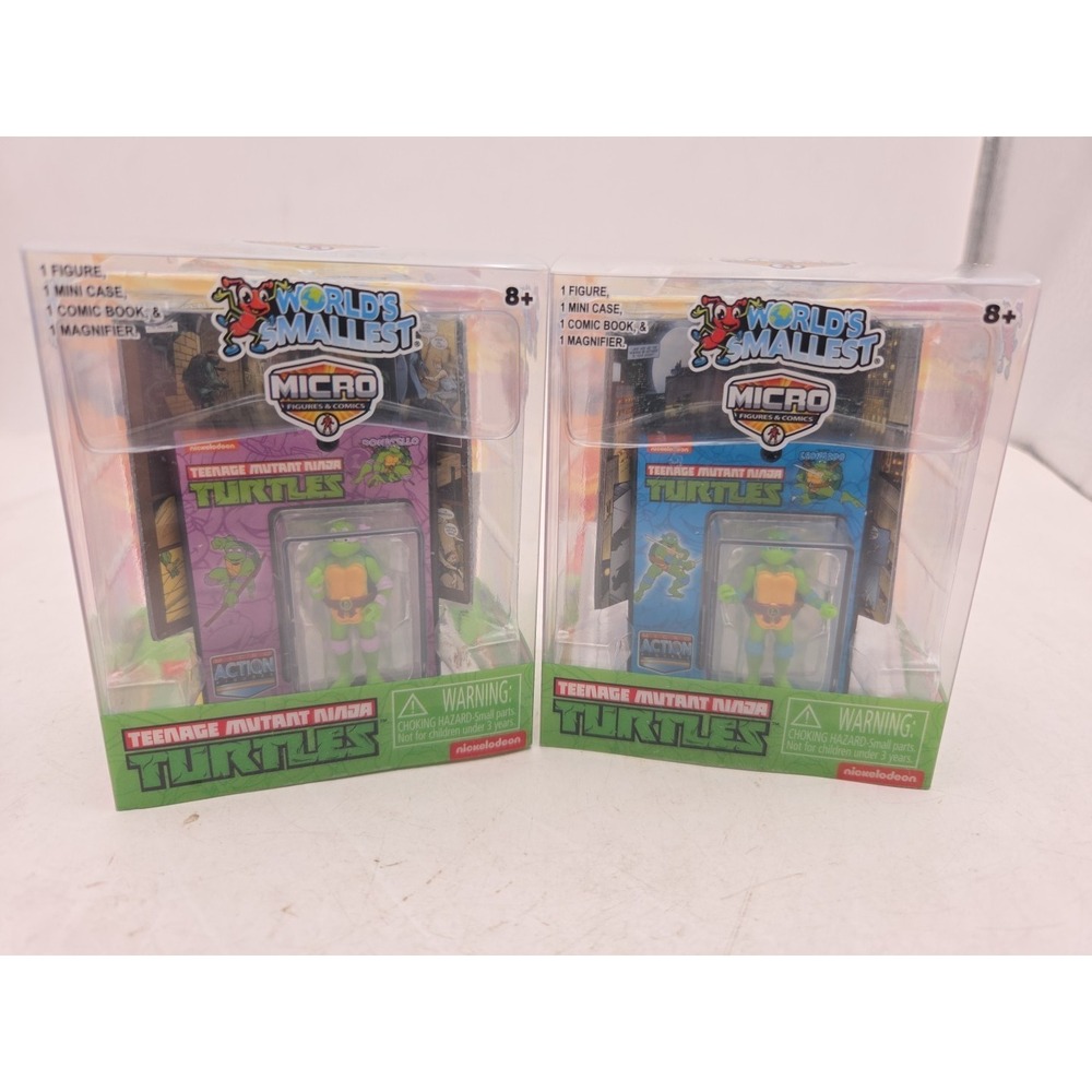 TNMT 2 PACK - World's Smallest Micro Action Figure + Comic Book - BRAND NEW